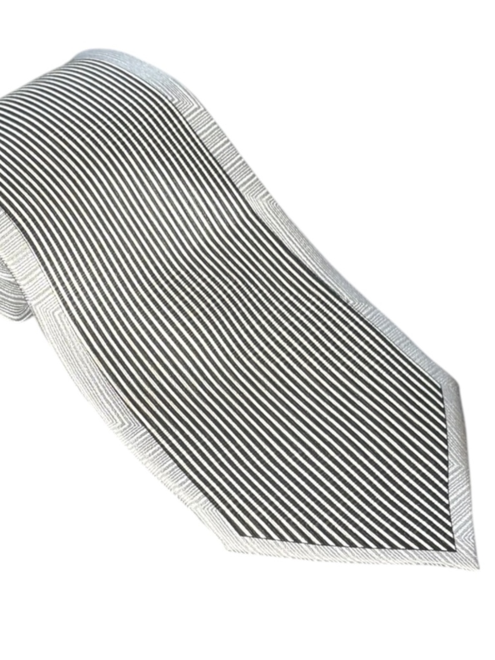 Vintage Laurant Benon 100% Silk Tie Silver Retro Pattern Classic Necktie